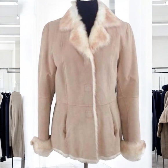 Wilsons Leather Pink Leather Suede &  Faux Fur Lined Penny Lane  Jacket Size S - Picture 1 of 12